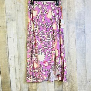 Knox Rose XS Light Purple & Cream Floral Print Skirt with 13” Slit on Fr…
